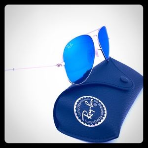 Blue Mirrored Flash Aviator RB3025 Metal